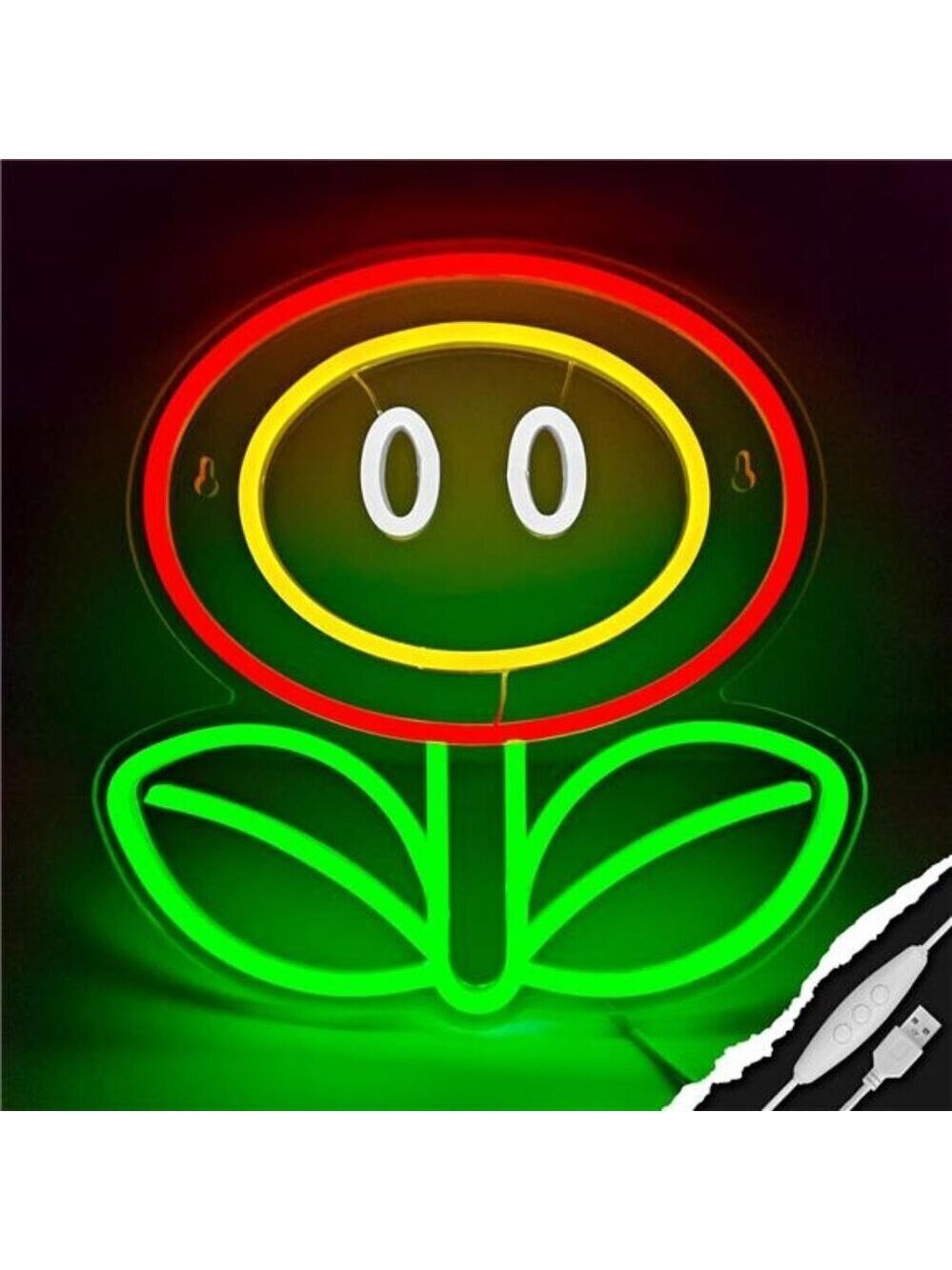 Super Mario Fire Flower LED Neon Light Game Sign Room Decor Nintendo Retro NES